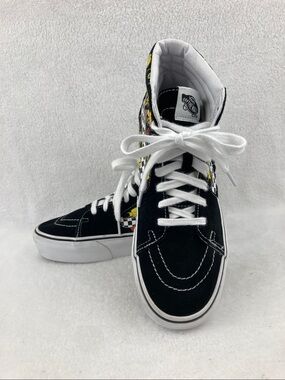Van’s SK8 Hi-Top Checkered Floral Embroidered Suede Sneakers Men 7.5 Women 9